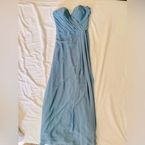 Dusty blue strapless Morilee dress by Madeline Gardner size 8.